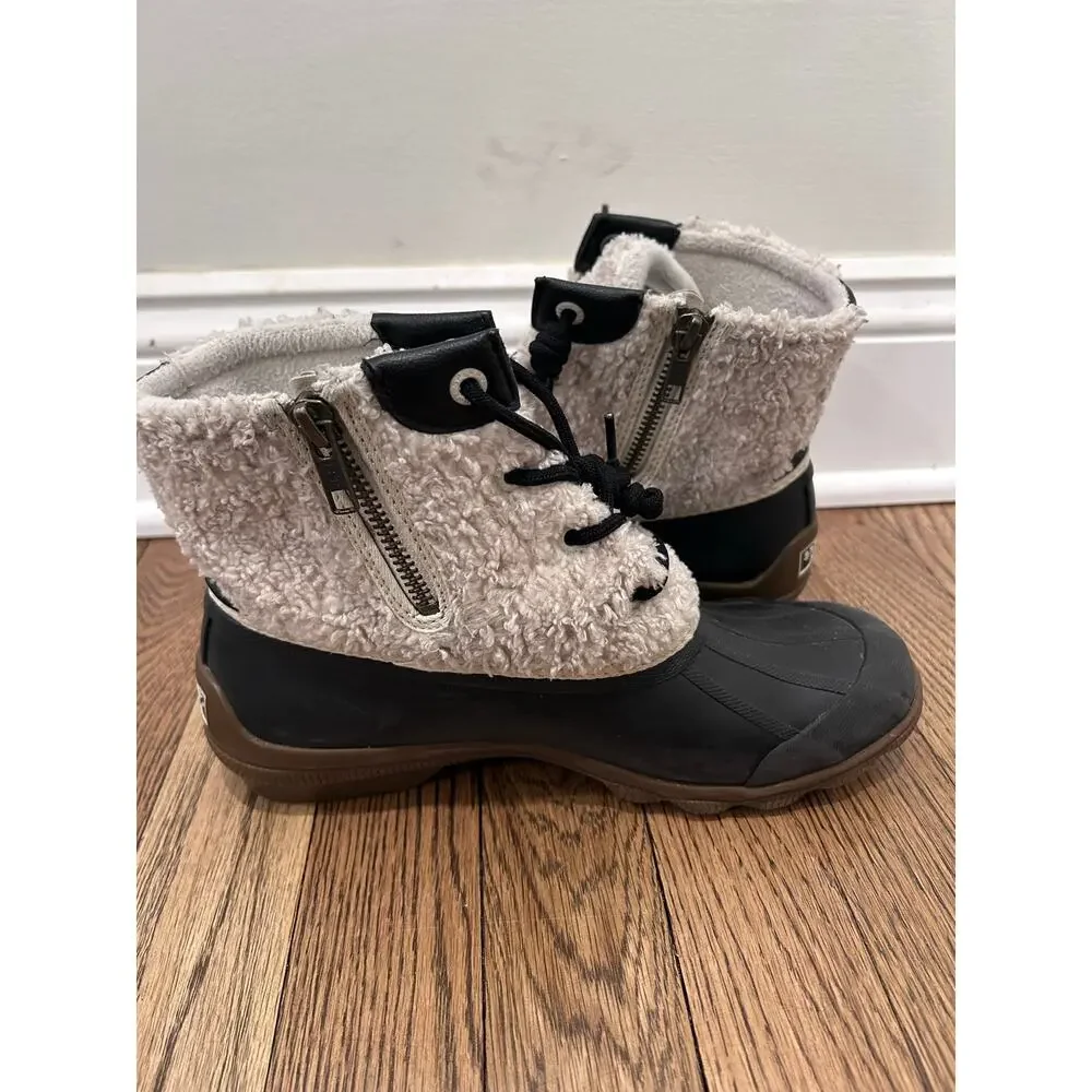 Sperry Women US 6.5/UK 4 Syren Gulf Sherpa Black White Duck Boot Gorpcore Preppy
